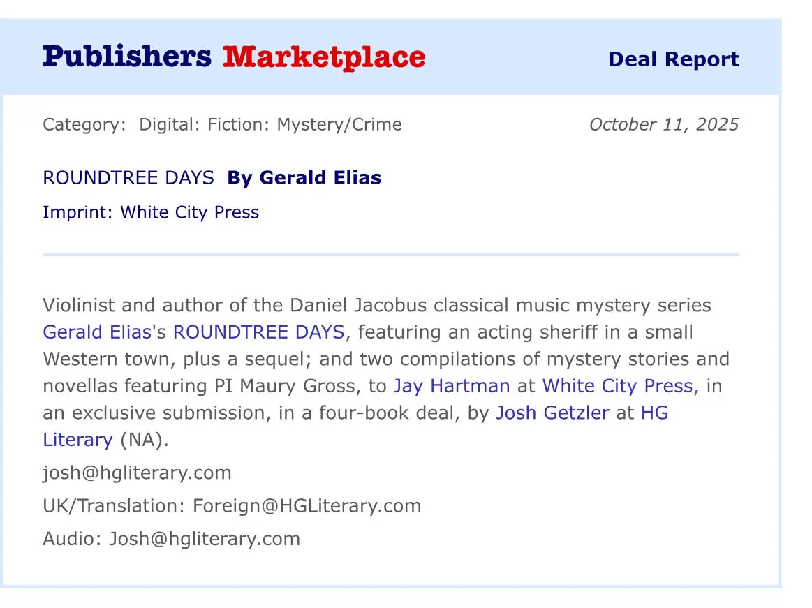 Publishers Marketplace announcement